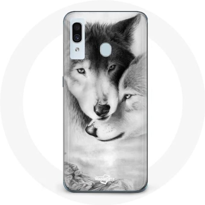Coque pour Samsung Galaxy A20 Loup Duo animaux