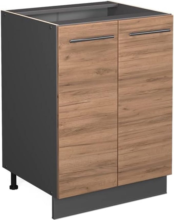 Vicco Base cabinet kitchen, Fame-Line, goldkraft oak/anthracite, 60 cm, without worktop