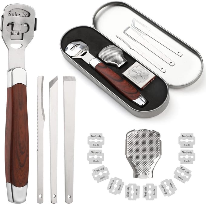 Dailygoods- Voetschraper Professioneel - Eeltschaaf - Eeltverwijderaar - Voetverzorging - 10 Stuks Reservemessen - Roestvrij Staal