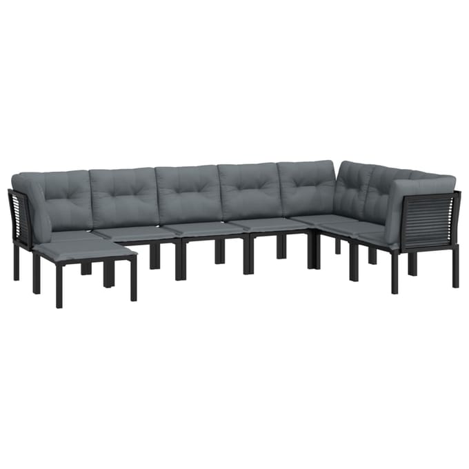 vidaXL - 8-delige - Loungeset - poly - rattan - zwart - en - grijs