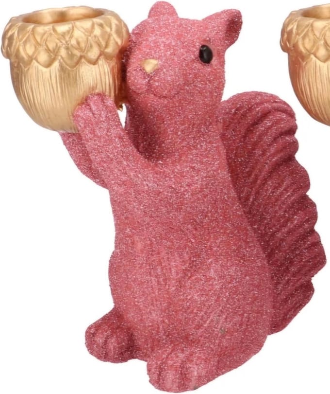 JINGLE PINK SQUIRREL STANDING 15X9X16CM