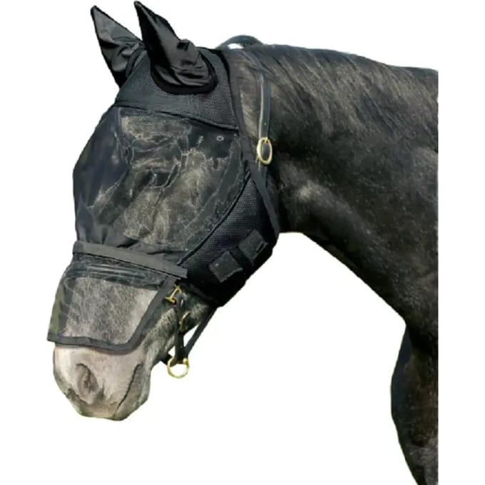 QHP Vliegenmasker Met Afneembare Neusflap Zwart - Pony