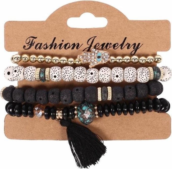 Fako Bijoux® - Armband Set - Boho - Zwart