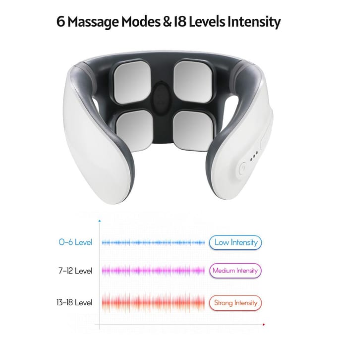Draagbare elektrische nekmassager Cervicale stimulator voor nekontspanning Pijnbestrijding Verwarmingstherapie 6 wit