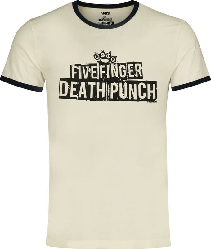 Five Finger Death Punch Logo - Ringer Shirt Heren T-shirt - gebroken wit - M
