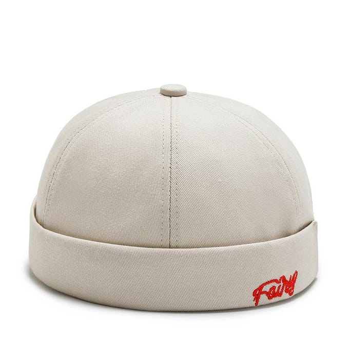 Heren Docker Cap Hoed zonder Klep Skullcap Werkers Zeemansmuts Opgerolde Rand Retro Muts Adjustable white