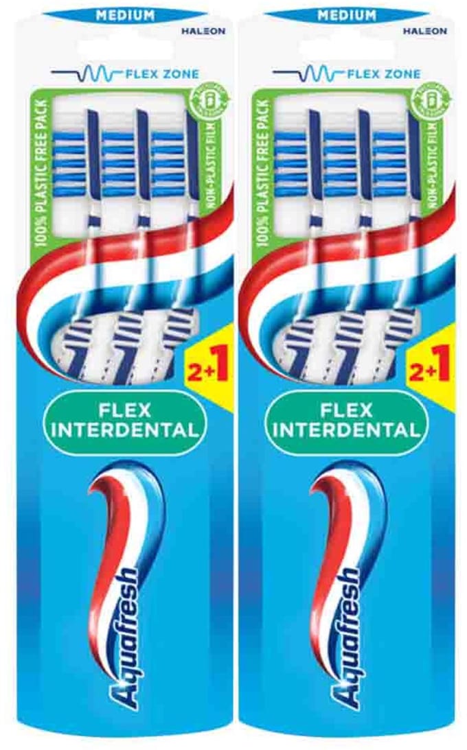 Aquafresh - Tandenborstel Flex Interdental Medium - 2 x 3 stuks - Voordeelverpakking