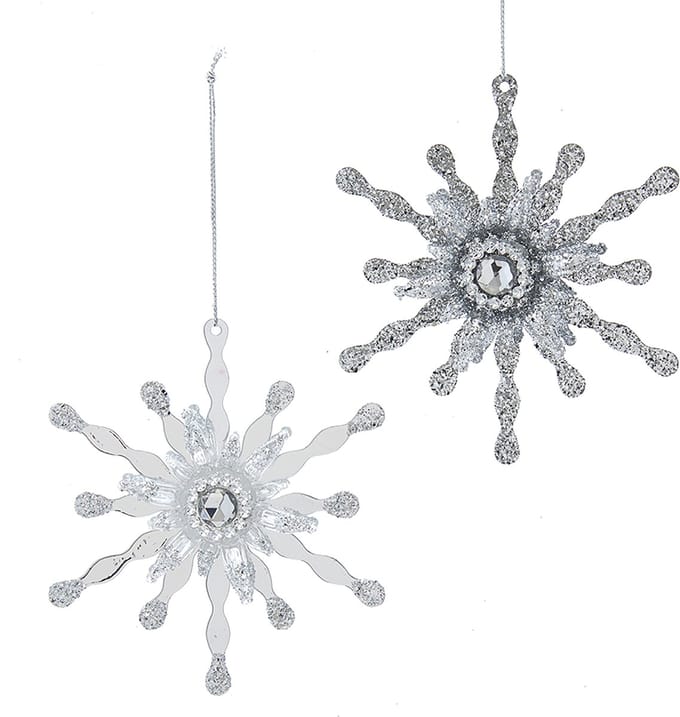 White & Silver metaal h11 cm Ornament kerstbal Kurt S. Adler