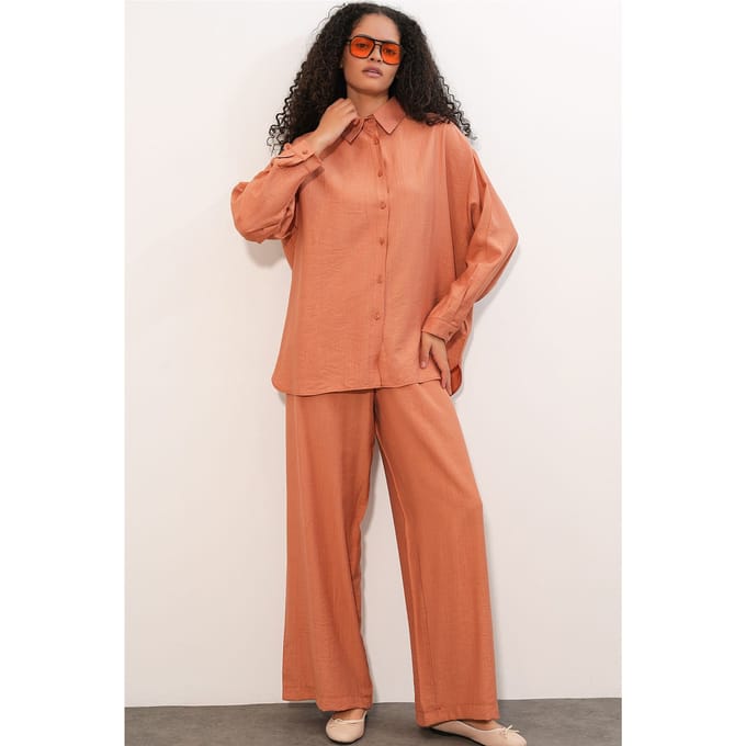 Gestructureerde Knop-Up Lange Mouwen Shirt