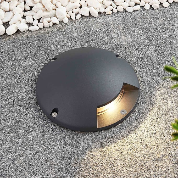 Lindby LED vloerspot Cormac, 1-lamp, Ø 21 cm, IP67