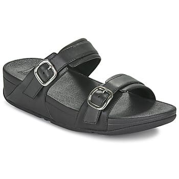 FitFlop Lulu Verstelbare Leren Slides ZWART - Maat 36