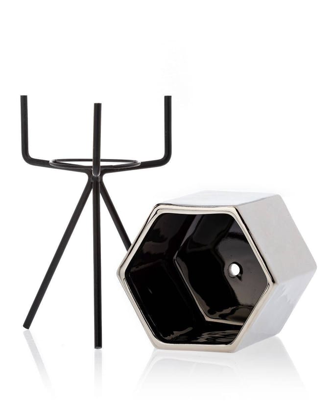 HowHomely - Sashi Serie - Tuinpot - Zilver - 20 cm - Keramiek