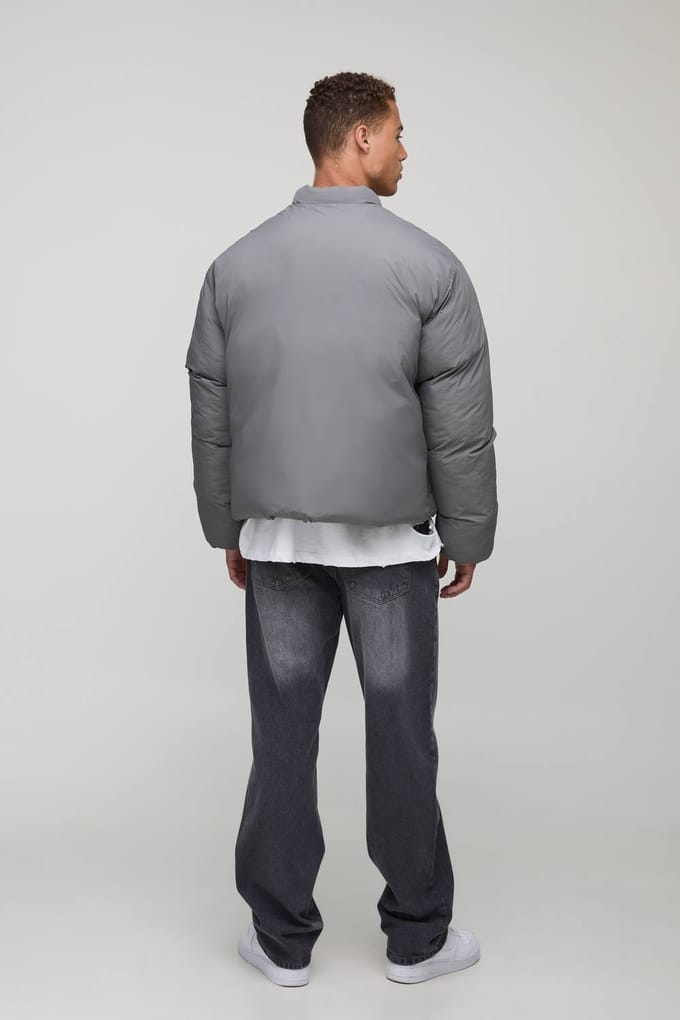 Lange Mono Gevoerde Oversized Bomberjack | Grey | Size Medium