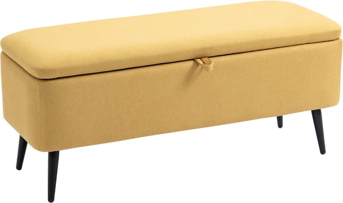 HOMCOM-Sitzbank-Polyester, Stahl-101L x 38,5B x 44,5H cm-Gelb