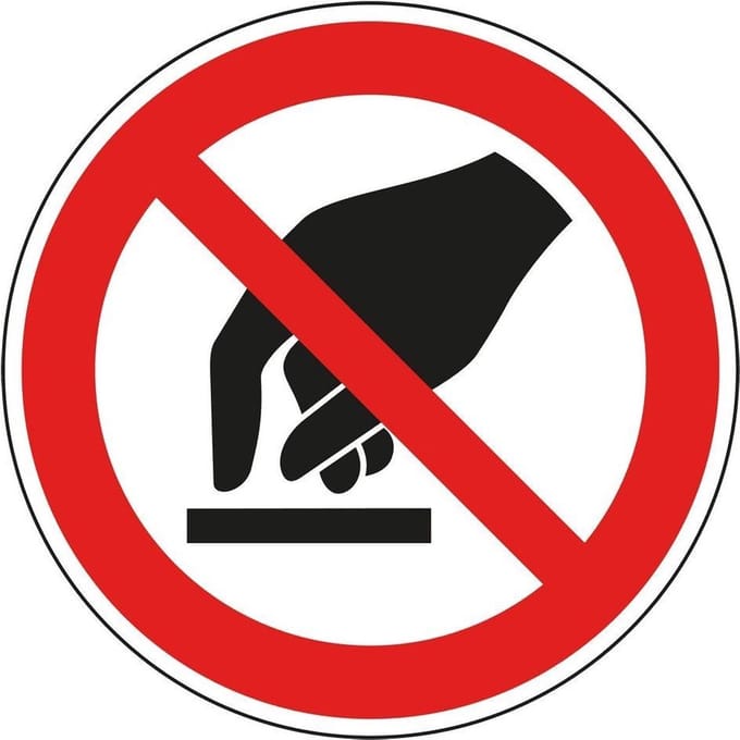 Niet aanraken sticker - ISO 7010 - P010 200 mm