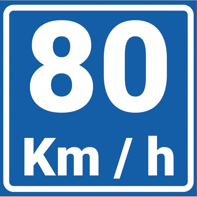 Adviessnelheid 80 km bord - kunststof - A4 150 x 150 mm