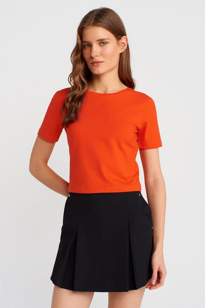 Dames Crop Slim-Fit Crew Neck T-Shirt