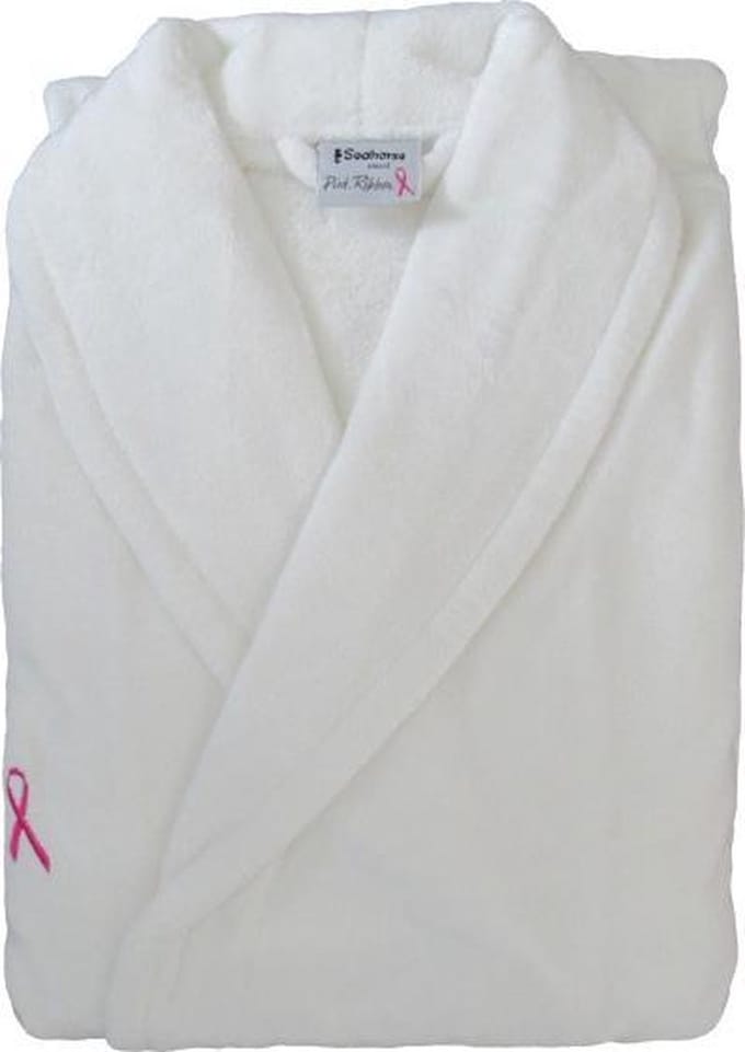 Seahorse Pink Ribbon Badjas - S - White