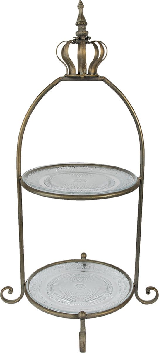 Clayre & Eef Etagère 2 laags 69 cm Bruin Metaal Fruitschaal etagère