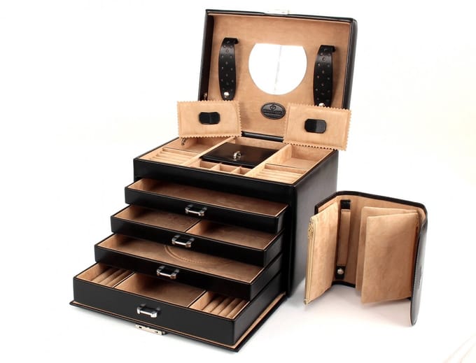 WINDROSE Sieradendoos Merino Moda Jewelry Box Black Zwart