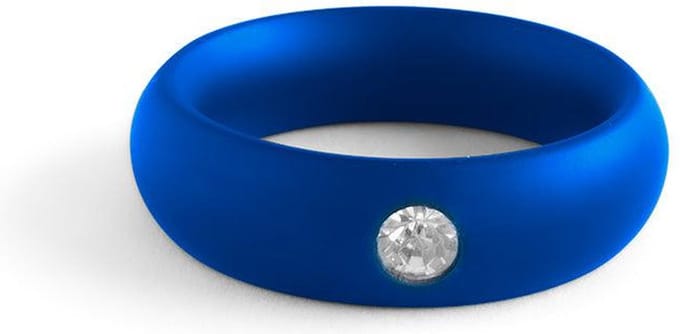 Black Label - Donut Cockring met Sierkristal - Mat blauw 52.5 mm