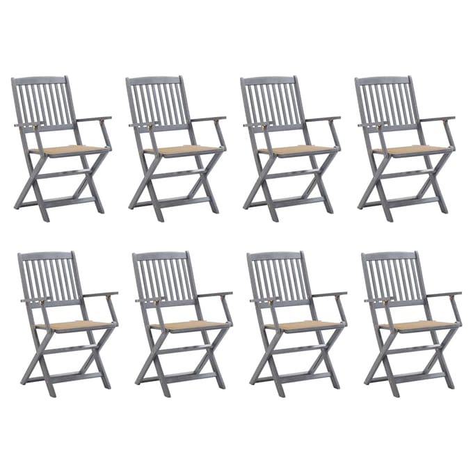 vidaXL - Inklapbare - stoelen - 8 - st - met - kussens - massief - acaciahout