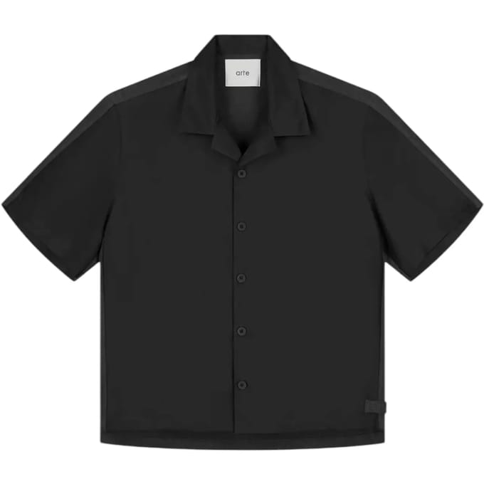 Shirt Sleeve korte man linnen Shirt zwart