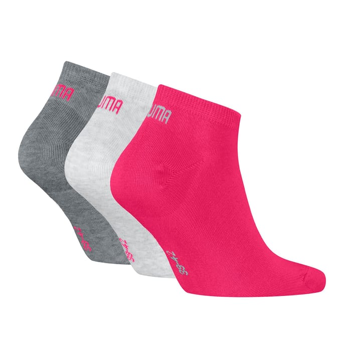 PUMA Sneakersokken Unisex 3-Pack Middle Grey Melange / Pink