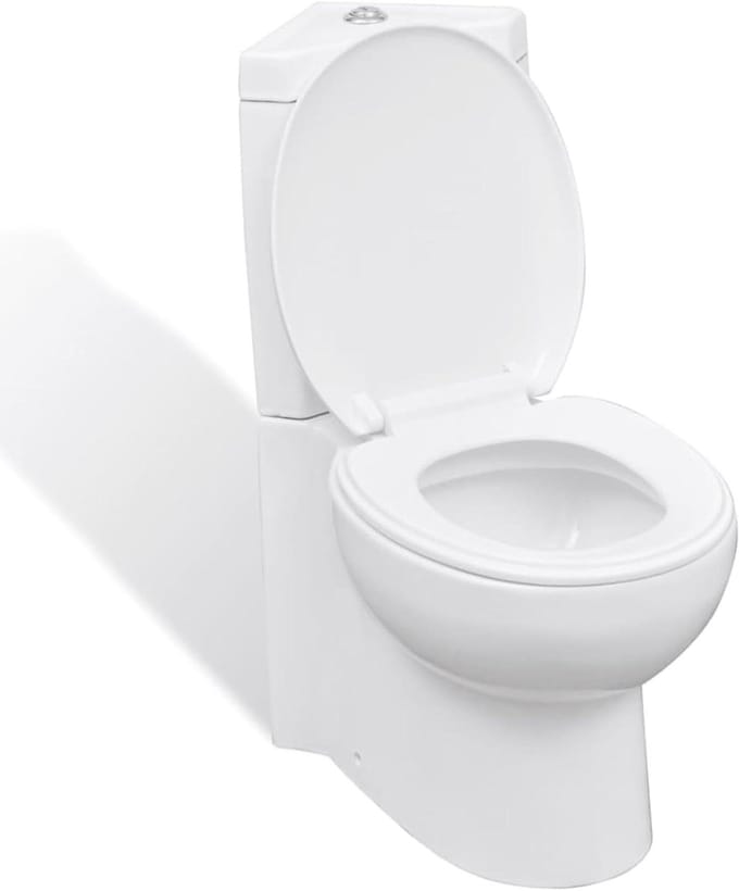 Keramisch Hoektoilet - WC Set - Ruimte Besparen - Soft-close Deksel - Dubbele Spoeling - Wit