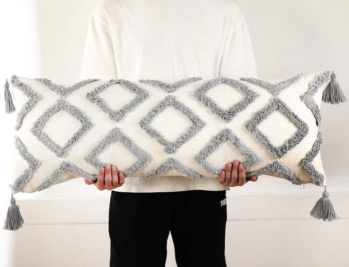 Lange Kussenhoes - Lendenkussensloop - Decoratief - Superzachte Chenille - 30x90 cm - Grijs