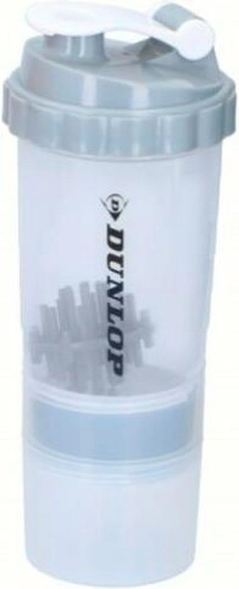 DUNLOP sportfles met rietje + eiwitshaker 550ML - grijs