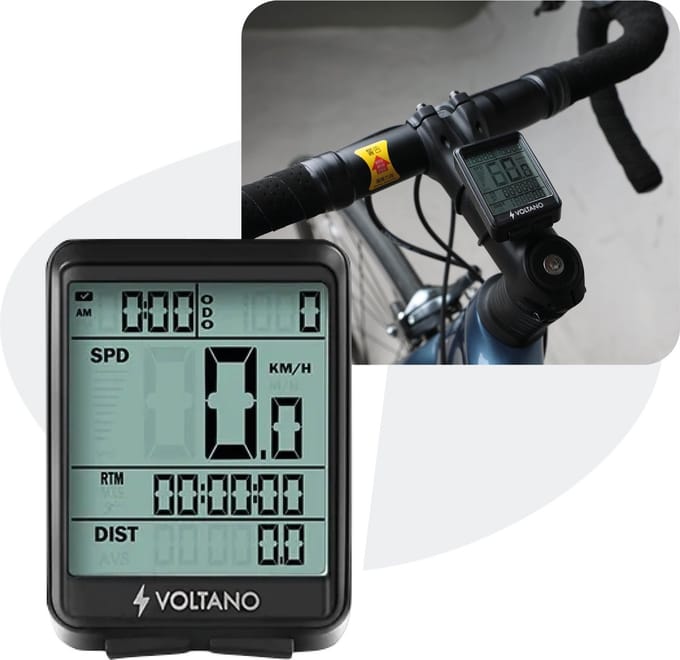 Voltano Draadloze Fietscomputer 2.1 inch – Zwart – 21 Functies – Waterdicht