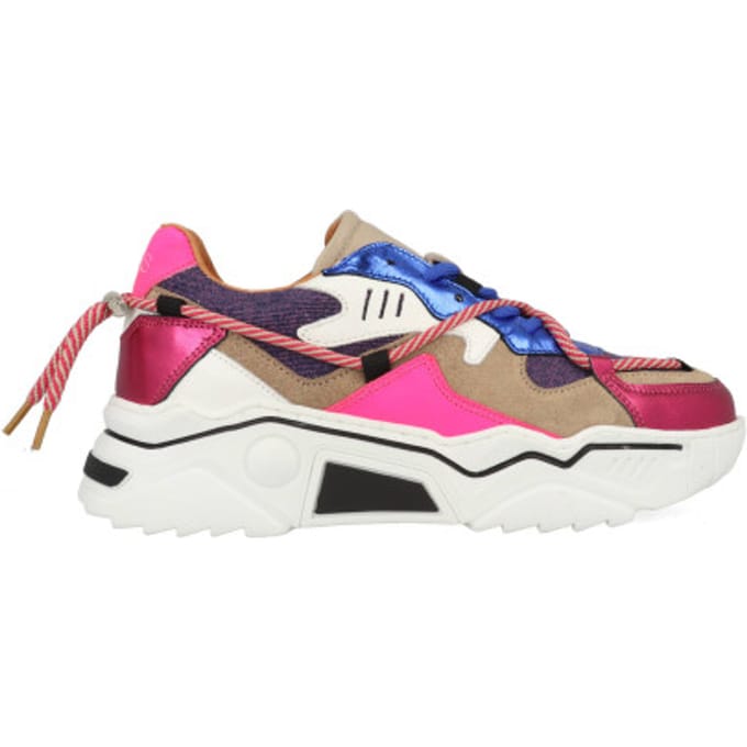 DWRS® Dames Sneakers - Fuchsia - 80% Leer - Maat 38