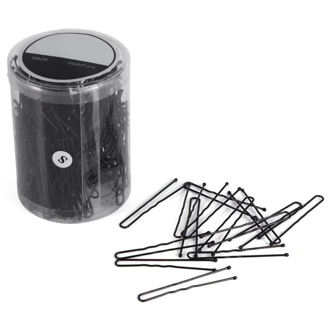 300PCS Fashionable Wavy Thin U shaped Clip Pins Grips Hairdressing Styling DIY Tools(Black S) S