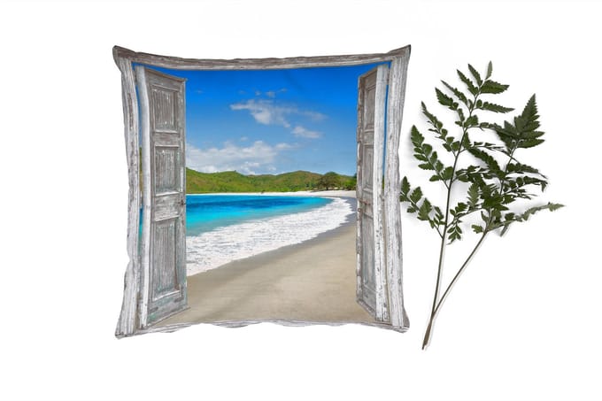 Sierkussens - Kussentjes Woonkamer - 60x60 cm - Zee - Tropical - Doorkijk - Strand