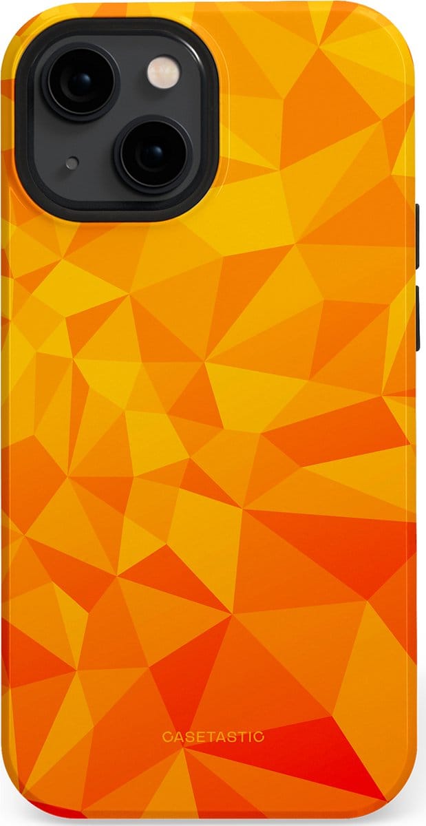 Casetastic hoesje geschikt voor Apple iPhone 13 mini - MagSafe - Dubbellaagse bescherming - Citrus Polygoon - Fashion Case - Oranje Okergeel