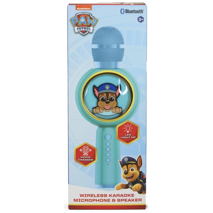 Paw Patrol Chase - draadloze karaoke microfoon voor kinderen - oplichtend LED display - speaker - stemvervorming