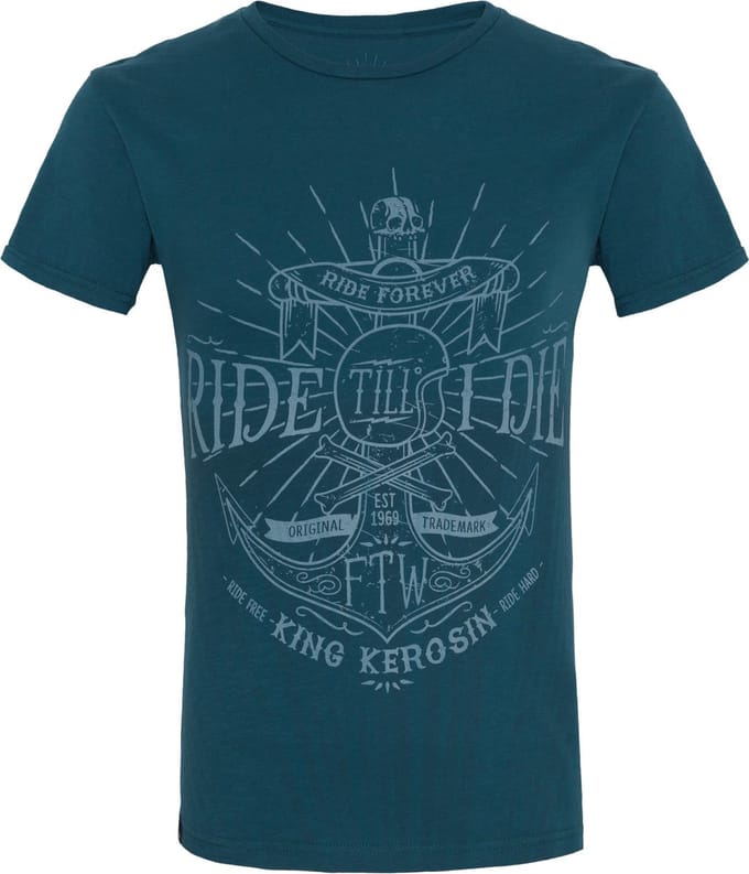 King Kerosin T-shirt Ride Till I Die, Watercolour Blue