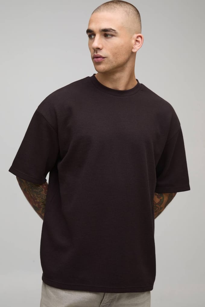 Oversized Waffle T-Shirt | Chocolate | Size Medium