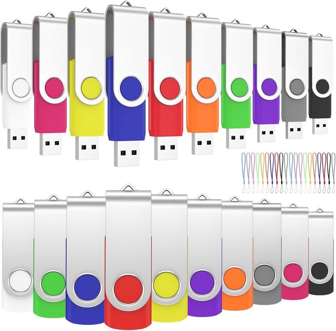 100 Stuks USB 2.0 Flash Drives 4GB Geheugensticks Set - Mix Kleuren Rotatief