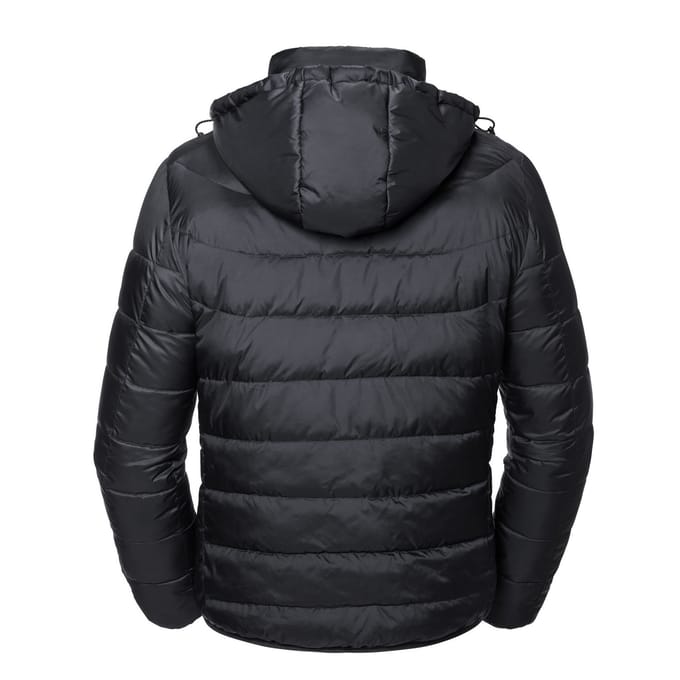 Russell Heren Nano Gewatteerd jack met capuchon (Zwart)