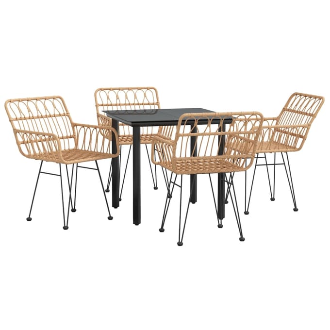 vidaXL - 5-delige - Tuinset - poly - rattan