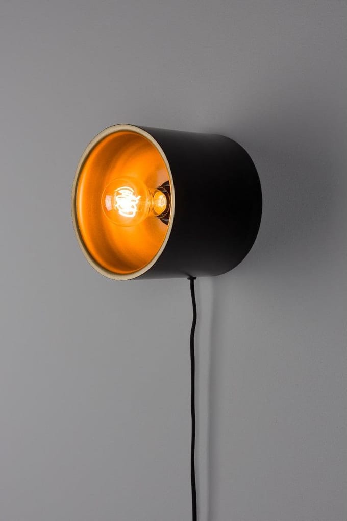 Puur - Dudley wandlamp rond S - zwart/goud