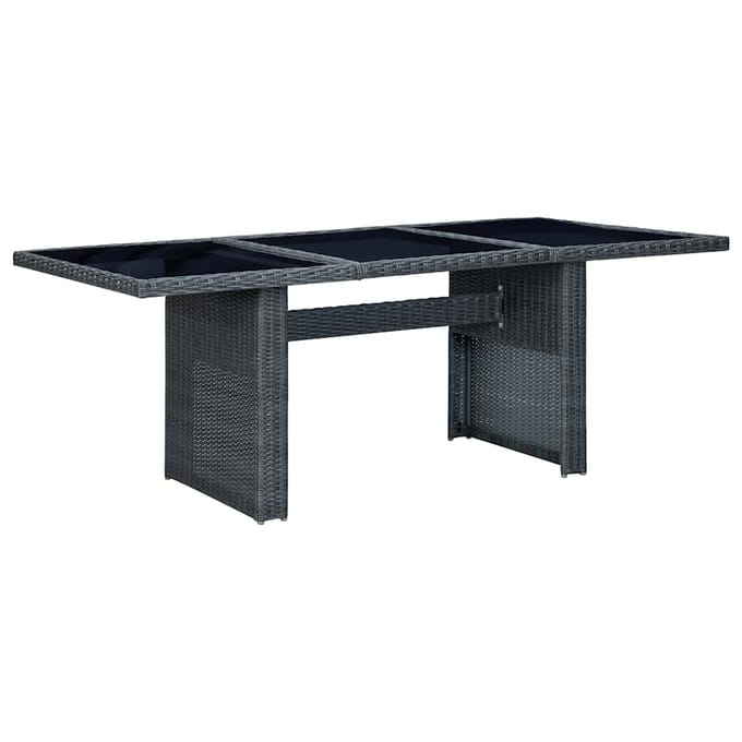 vidaXL - Tuintafel - poly - rattan - en - gehard - glas - donkergrijs