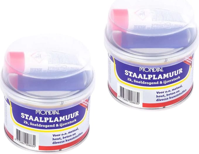 MONDIAL Staalplamuur 240GR + 10GR verharder - 2 stuks