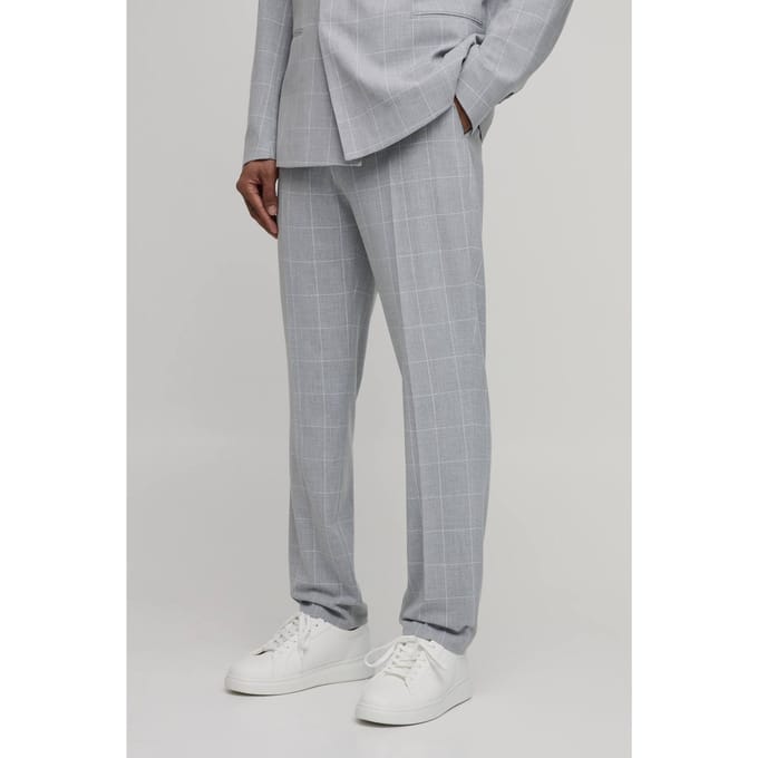Pantalon Met Ruitjespatroon En Rechte Tailored Pasvorm | Grey | Size 32