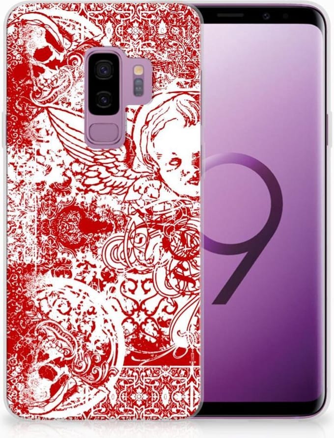 Back Cover voor Silicone Back Case Samsung Galaxy S9 Plus Angel Skull Rood