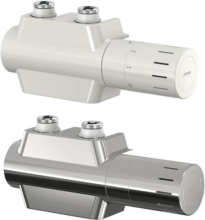 Complete Set Afsluit- en Regelventiel voor Handdoekverwarming en Designradiator (Wit) - 50mm Hartafstand