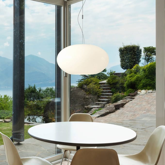 Casablanca Glazen hanglamp AIH, 38 cm, wit mat