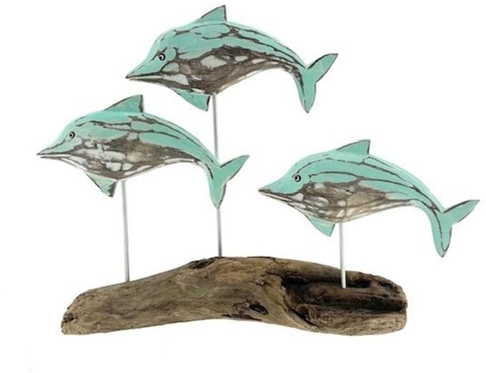 Turquoise houten dolfijnen Sera